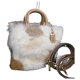 COACH Rogue 20 Patchwork Handbag Brown White Beige