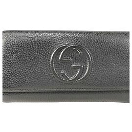 Gucci Interlocking G Long Wallet in Black Leather Black
