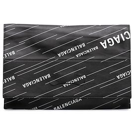Saco Shopper Balenciaga em pele de vitelo preta com logótipo integral Preto