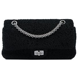 Chanel Black Boucle Wool Reissue 2.55 Double Flap 225 Black