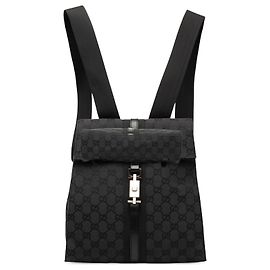Gucci Black GG Canvas Jackie Backpack Black