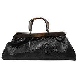 Bolso Gucci de piel de becerro negra con estructura de madera Negro