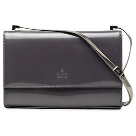 Sac à épaule Gucci en cuir verni gris Marron