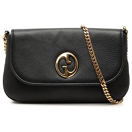 Sac à épaule Gucci 1973 en cuir de veau noir, taille Medium Noir