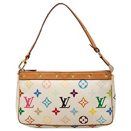 Louis Vuitton White Monogram Multicolore Pochette Accessoires Weiß