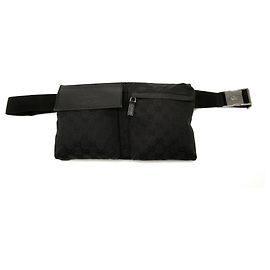 Gucci Black GG Canvas Double Pocket Belt Bag Black