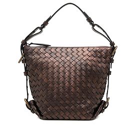 Bottega Veneta Brown Metallic Nappa Intrecciato Belted Loop Handbag Brown Bronze