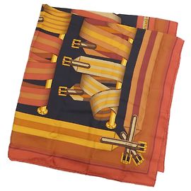 Hermès Carré 90 Lenço Cinto Suspensório Cachecol Marrom
