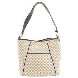 Céline Celine Macadam Pattern Shoulder Bag White Dark brown