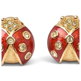 Orecchini coccinella con strass Christian Dior Rosso