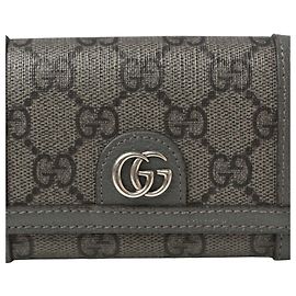 Gucci Gray Bi-fold Card Case Brown