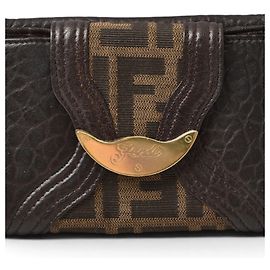 Fendi Brown Leather Bi-fold Wallet Brown