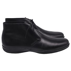 Prada Toblach Leather Chukka Boots in Black Leather Black
