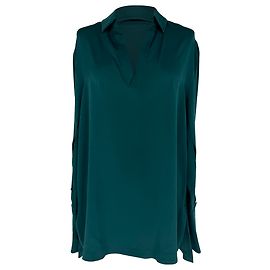 Blusa Max Mara con cuello en V de algodón verde Verde