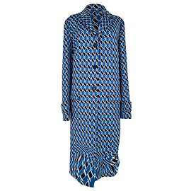 Prada langer Tweedmantel aus blauem Polyester Blau