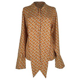 Camicia Burberry Monogram bicolore con fiocco in seta multicolore Multicolore