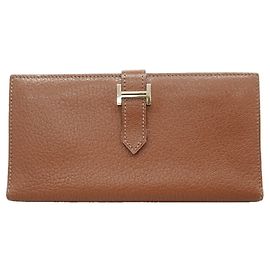 Hermès Hermes Bearn Chevre Mysore Long Wallet Brown
