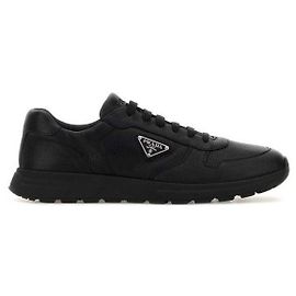 Prada Baskets en cuir Frac Noir
