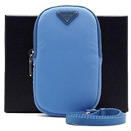 Prada Mini borsa a tracolla e crossbody unisex in nylon Tessuto blu con logo Blu