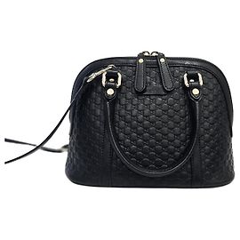 Bolso bandolera mini dome tote de piel Micro Guccissima negro Negro