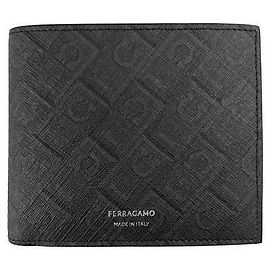 Salvatore Ferragamo Monogram Coin Wallet with Silver Logo Black Black
