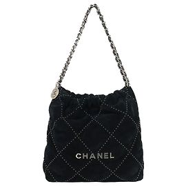 Chanel Small Suede Black Handbag Black