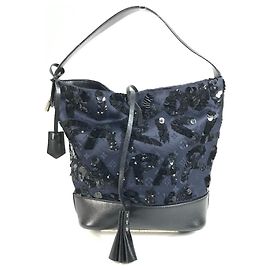 Borsa Louis Vuitton Monogram Satin Sequin Spotlight GM Nero Blu navy Monogramma