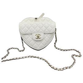 Borsa Chanel Love Bag in Pelle di Agnello Bianca Bianco