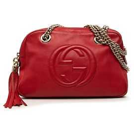 Bolso de hombro Gucci Interlocking G Soho Chain Roja