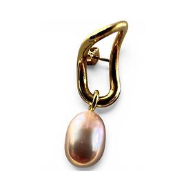 Charlotte Olympia Brinco Charlotte Vermeil Ouro Amarelo e Pérola Rosa Rosa Dourado