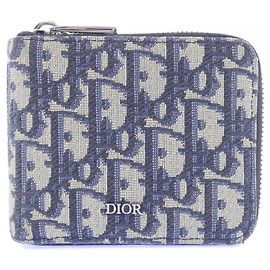 Christian Dior Bi-Fold Bill Wallet Beige Navy blue