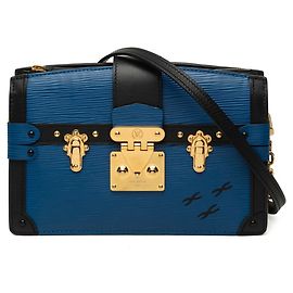 Bolsa Clutch e Crossbody Louis Vuitton Epi Trunk Preto Azul