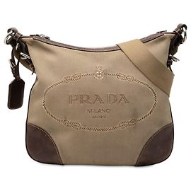 Bolsa de Ombro Prada Logo Marrom