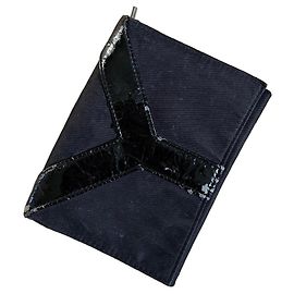 Yves Saint Laurent Black Patent Leather Clutch Bag Black