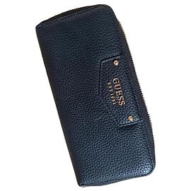 Guess Black Leather Zip-Around Wallet Black
