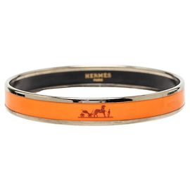 Hermès Hermes Email PM Caleche Bangle Silvery Orange