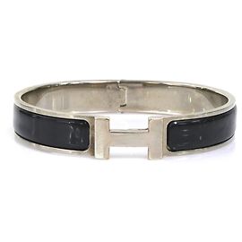 Hermès Hermes Clic Clack Bangle Bracelet Black Silvery