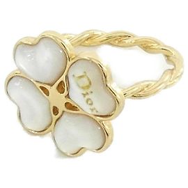 Anel banda Christian Dior ouro e branco Branco Dourado