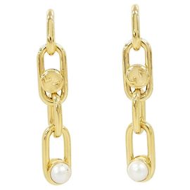 Pendientes de cadena Gucci oro y blanco Blanco Dorado