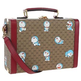 Bolsa de mão GUCCI Micro GG Supreme Doraemon PVC 2way Brown 633587 Auth 199346SM Marrom Outro