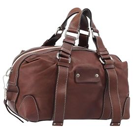 Chloé Bolso Chloe Patsy de cuero marrón plata auténtico am12552A Castaño Plata