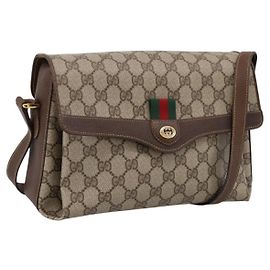 Borsa a tracolla GUCCI GG Supreme Web Sherry PVC Beige Oro 904 02 084 Auth 202159 Beige Altro