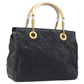 Borsa a mano FENDI Macaroni in pelle nera e oro Auth 199827 Nero D'oro