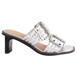 Ganni leather heels silver Silvery
