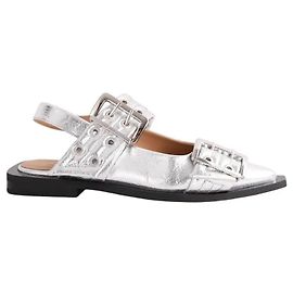 Mules Ganni in pelle argento Argento