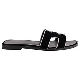 Sandali Oran Hermès in pelle nera Nero