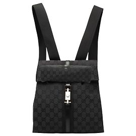 Black Gucci GG Canvas Jackie Backpack Black