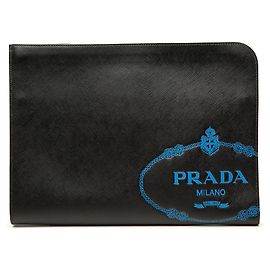 Clutch Prada Saffiano Logo Nera Nero