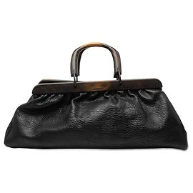 Bolso Gucci de piel de becerro negro con estructura de madera Negro