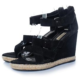 Balenciaga, sandale compensée en daim noir Noir